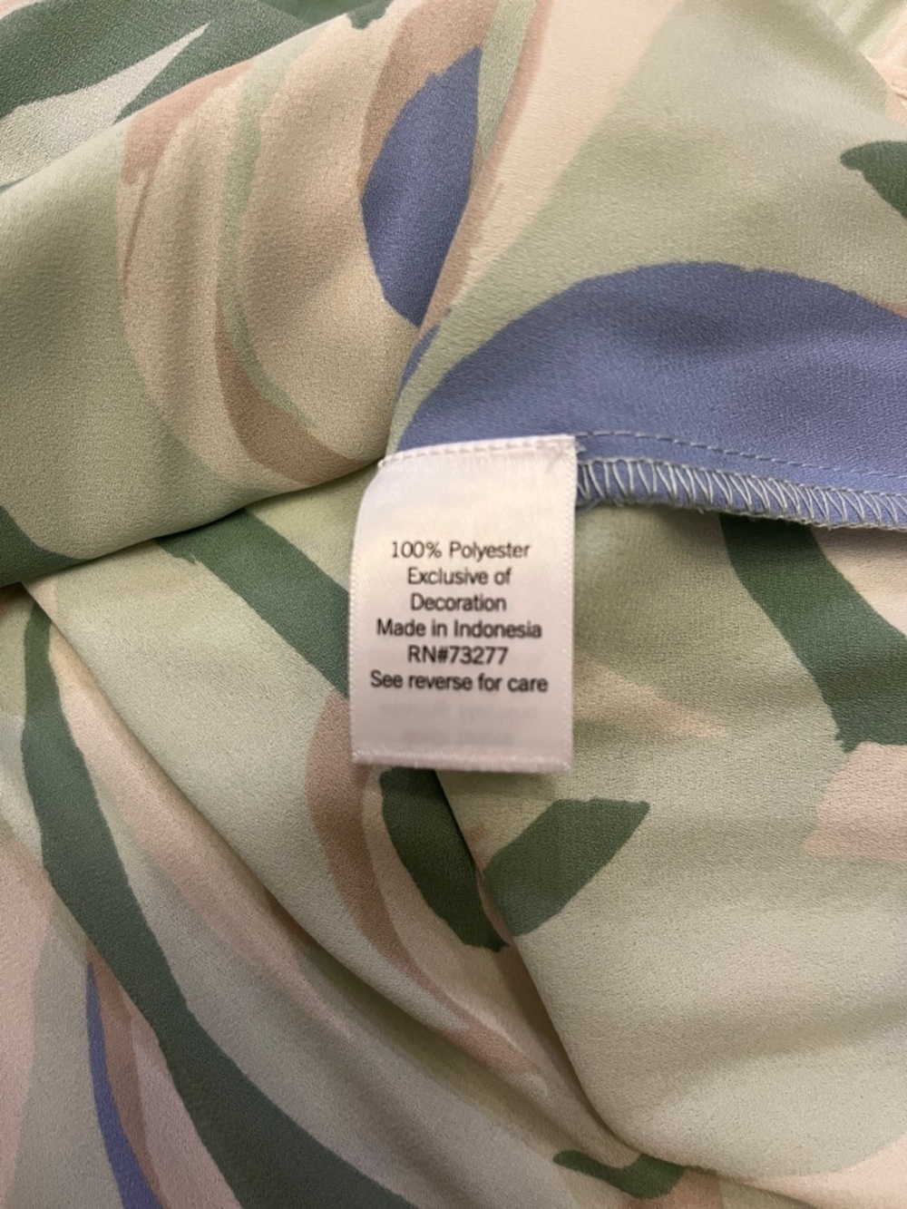 Nine West Pleated Abstract Print Blouse - Cream, Green & Blue size 2X - Picture 4 of 7